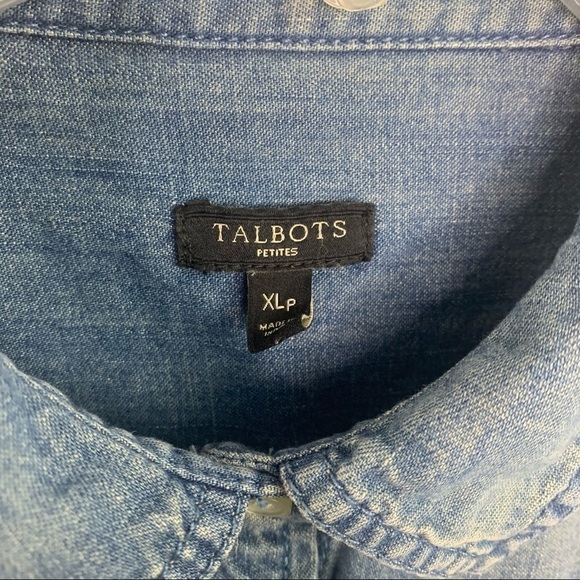 Talbots Denim Button Down Top size XLP roll tab - Picture 8 of 10